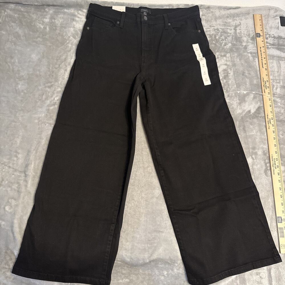 NEW wTag-BANANA REPUBLIC Black Wash High Rise Wide Leg Crop Jeans 32